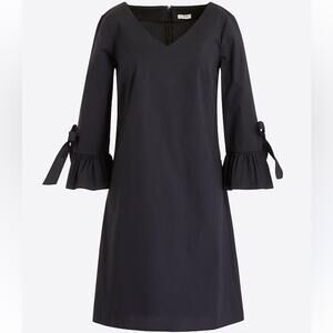 J. Crew size 8 medium black Dress knee length v neck Bow ruffle new